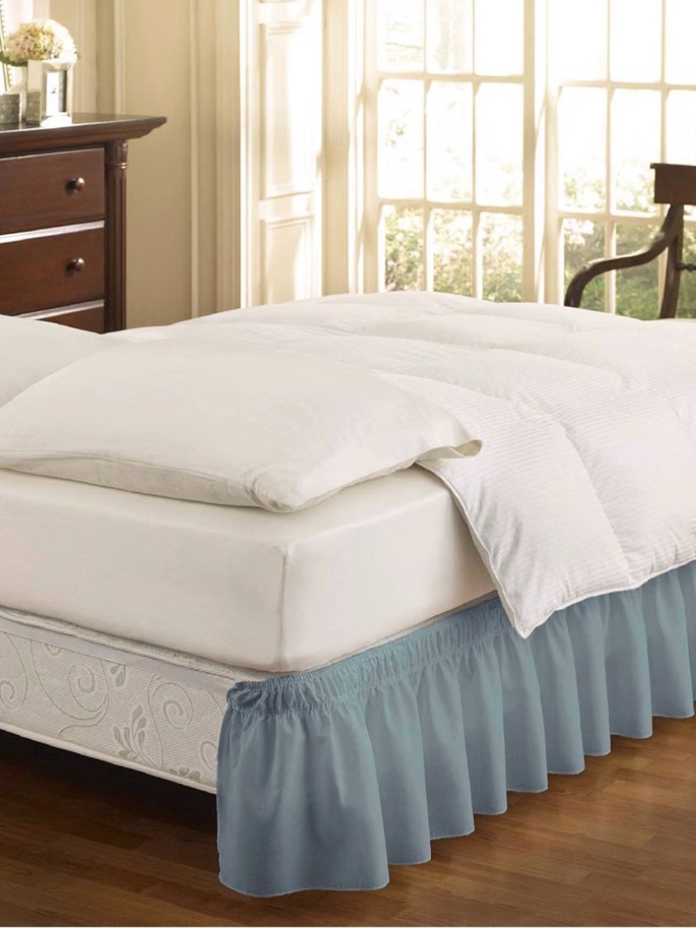 Easy Fit Solid Elastic Wrap Around Bed Skirt